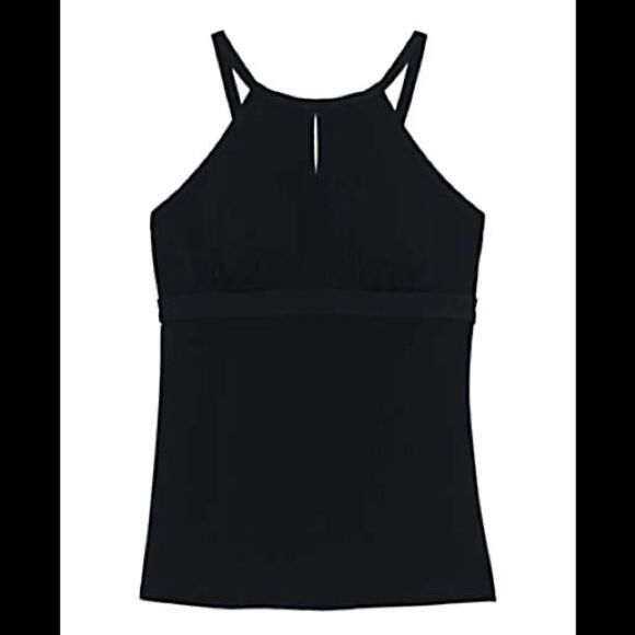 Land’s End Plus Standard soft cup high neck keyhole tankini Black Various - Picture 3 of 4